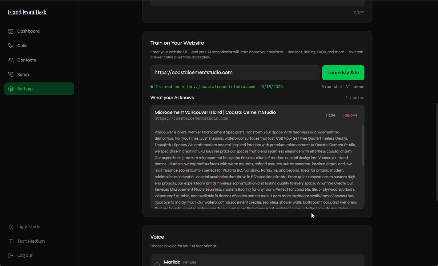 Train on Your Website with URL input and knowledge base viewer